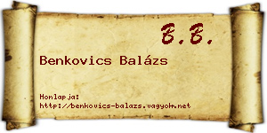 Benkovics Balázs névjegykártya