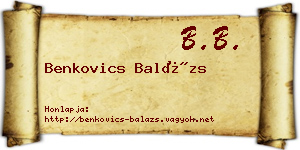 Benkovics Balázs névjegykártya